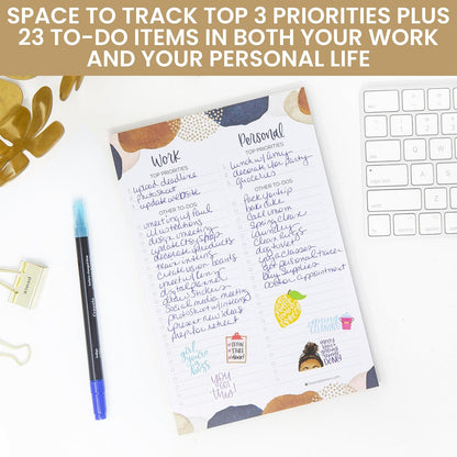 bloom daily planners Timed Work & Personal To Do List Planning Pad - ADHD Friendly Undated Tear-Off Hourly Checklist Notepad Appointment Organizer - 6" x 9" - Brushed Beige