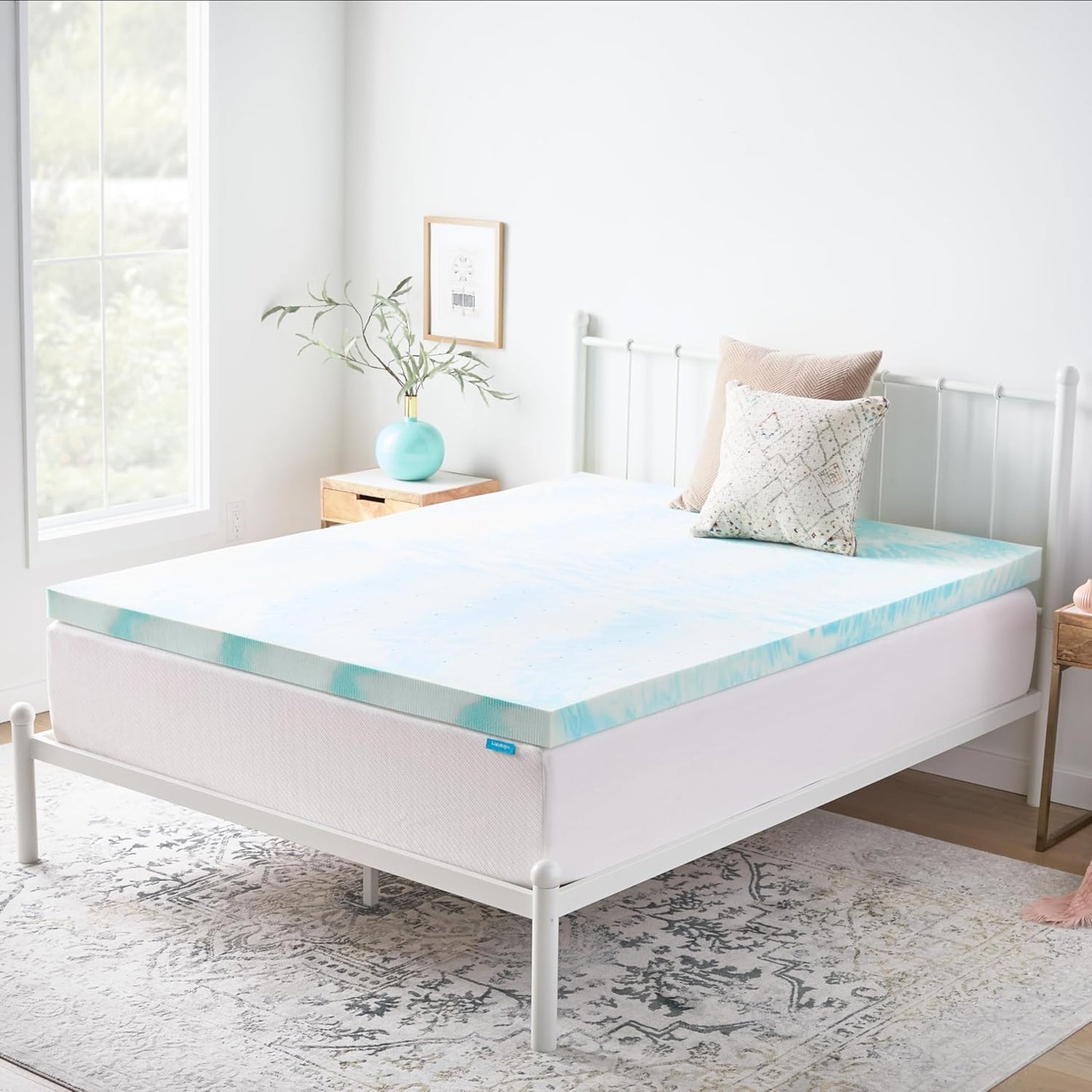 Linenspa Memory Foam Mattress Topper, Queen Size - 2 Inch Gel Infused Memory Foam - Plush Feel - Cooling and Pressure Relieving - CertiPUR Certified