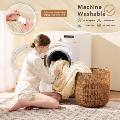 Homemate Heated Blanket Electric Throw - 50"x60" Heating Blanket Throw 1/2/4/6/8 Hours Auto-Off 10 Heat Levels Over-Heat Protection Soft Flannel Sherpa Heater ETL Certification