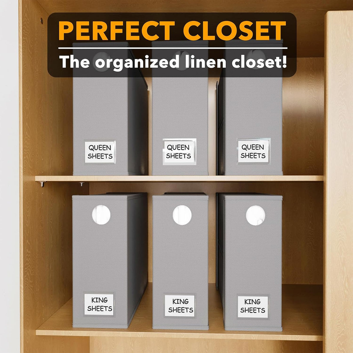 SpaceAid Bed Sheet Organizer and Storage, Foldable Sheet Organizer with Window for Linen Closet, Set Folder Keeper for Queen & King Size Bedding Storage (Black)