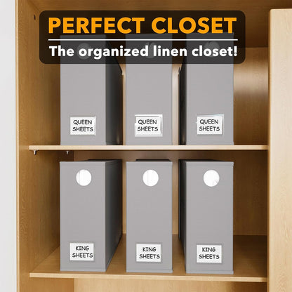 SpaceAid Bed Sheet Organizer and Storage, Foldable Sheet Organizer with Window for Linen Closet, Set Folder Keeper for Queen & King Size Bedding Storage (Black)