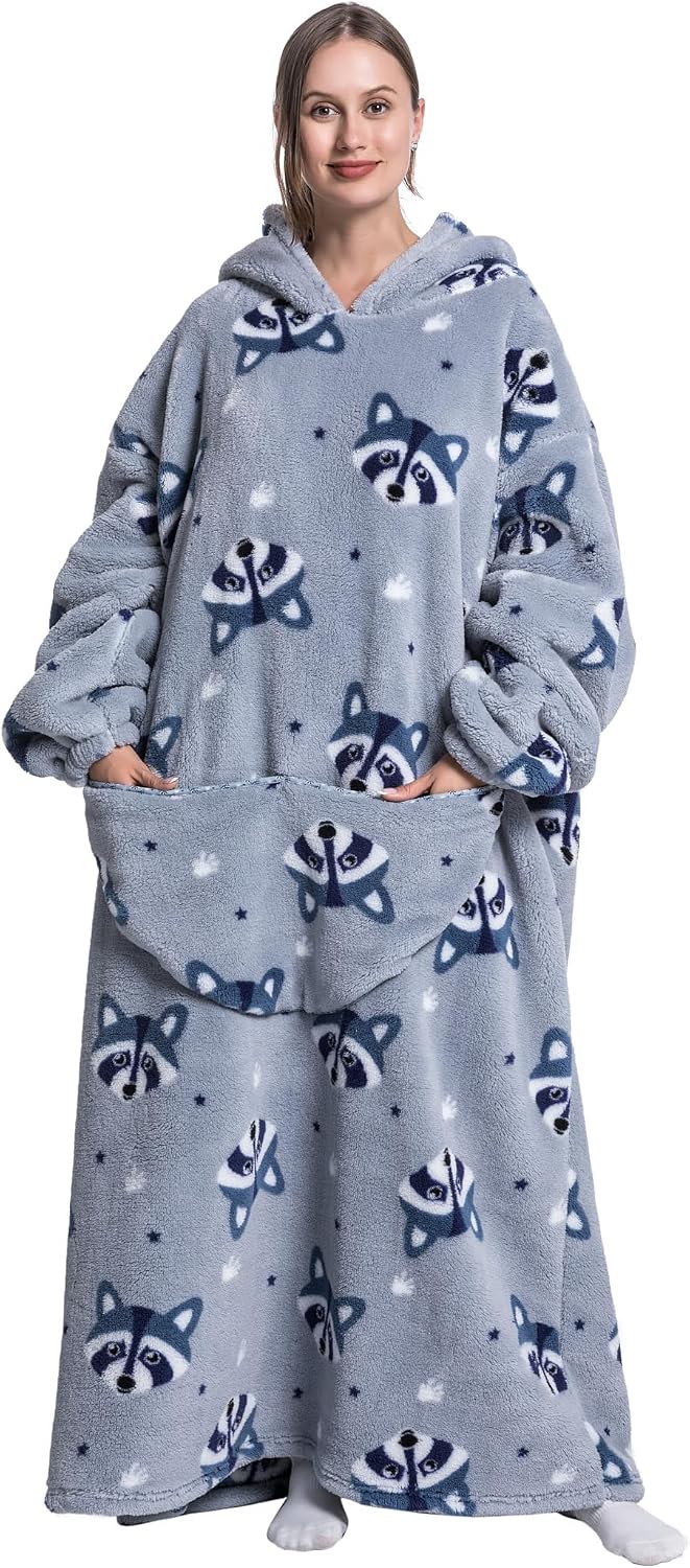 Capecage Blanket Hoodie, Long Hooded Blanket Sweatshirt as Birthday Gifts for Women Men, Long Wearable Blanket for Women Men.