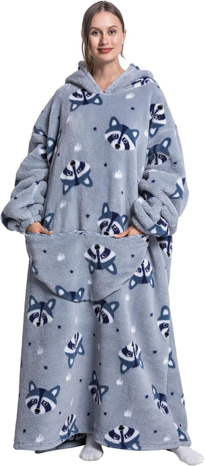 Capecage Blanket Hoodie, Long Hooded Blanket Sweatshirt as Birthday Gifts for Women Men, Long Wearable Blanket for Women Men.