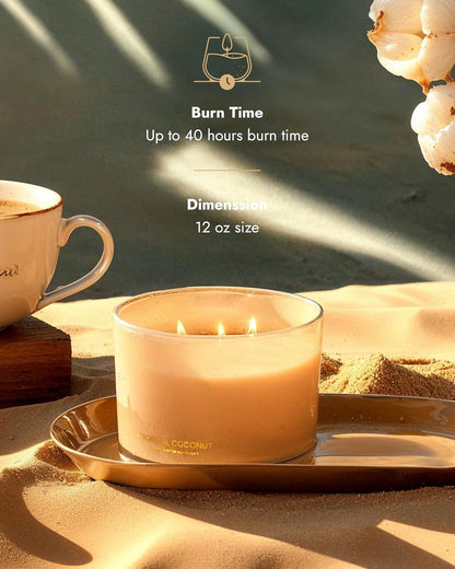 96NORTH Luxury Vanilla Soy Candles | Large 3 Wick Jar Candle | Up to 50 Hours Burning Time | 100% Natural Soy Wax | Relaxing Aromatherapy Aesthetic Candle | Housewarming Gift for Men and Women