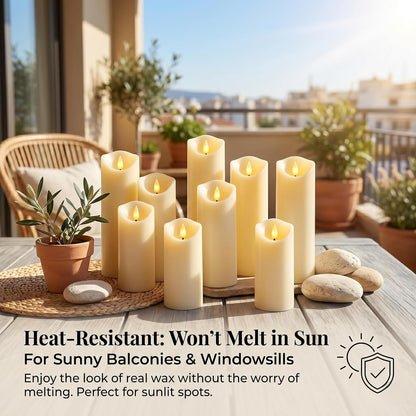 Waterproof Flameless Candles, 12 PC Battery Operated LED Pillar Candles with 2 Remote Controls & Timer, Flickering Indoor Outdoor Candles for Wedding, Patio, Easter, Bathroom, Home Decor, 4''5''6''