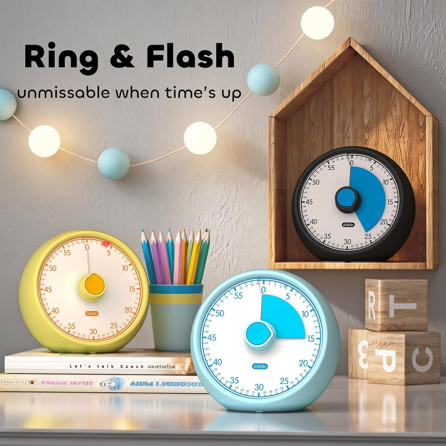 Visual Timer for Kids 60-Minute Countdown Timer with Optional Alarm, Focus Tool for ADHD & Autism, Time Management for Homework, Chores, Office, Kitchen, Teaching & Study Routines (Pink)