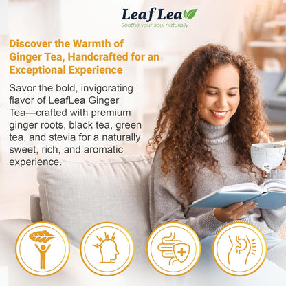 LeafLea Herbal Green Tea With Ginger, Digestion & Immune Support, 160 Count