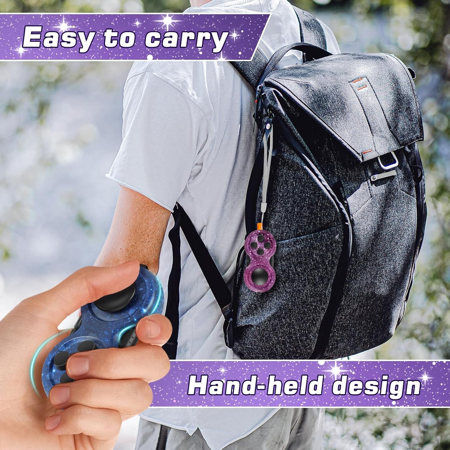 Original Fidget Toy Game, Rubberized Classical Controller Fidget Concentration Toy with 8-Fidget Functions and Lanyard - Excellent for Relieving Stress and Anxiety