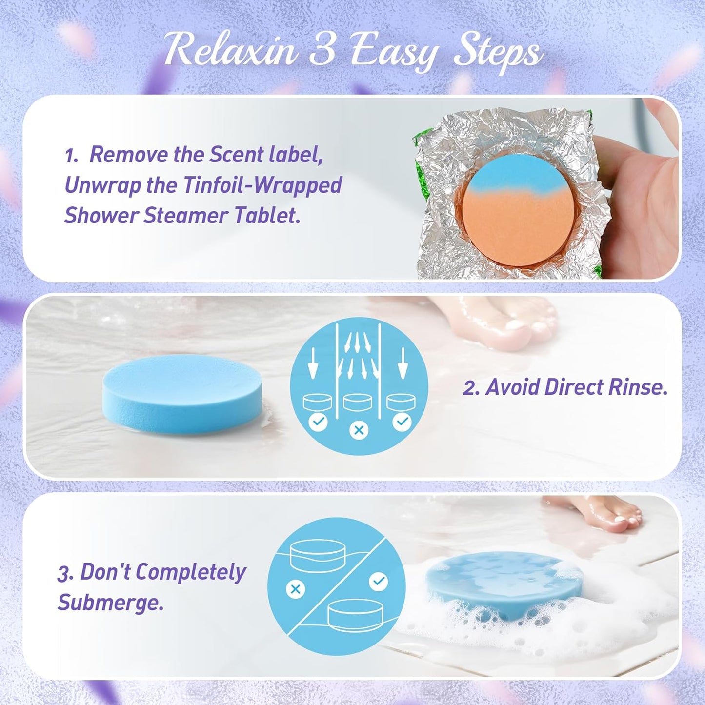 48pcs Aromatherapy Shower Steamers - Relaxation Birthday Christmas Set for Women and Men, Shower Bombs Tablets for Stress Relief and Self Care, Luxury Home Spa
