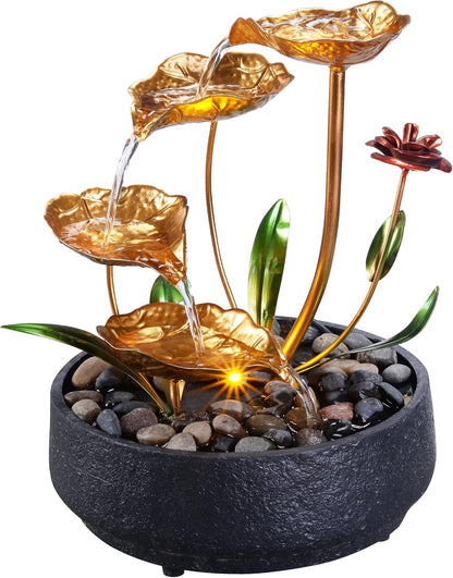 Tabletop Water Fountain – 3-Tier Rock Indoor Waterfall Fountain