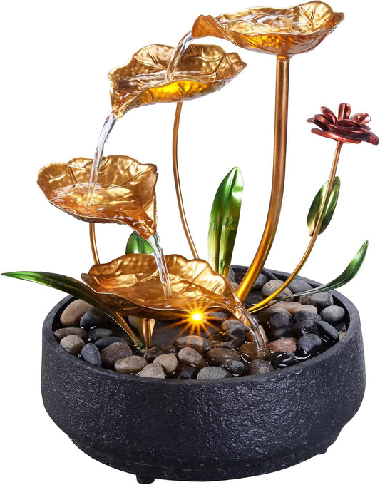 Tabletop Water Fountain Metal Lotus Circulating Fountain