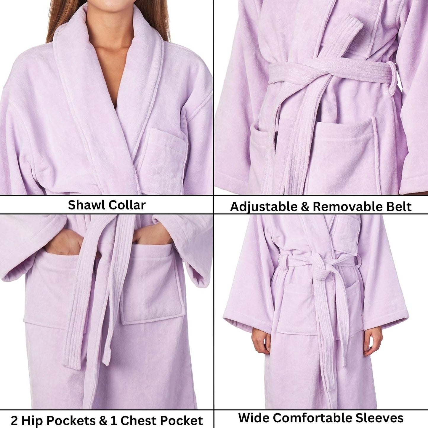 Alpine Swiss Blair Womens Cotton Terry Cloth Bathrobe Shawl Collar Velour Spa Robe