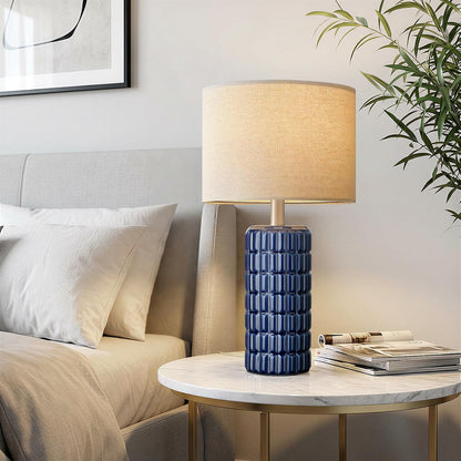 Seealle 23" Modern Ceramic Table Lamps Set of 2 - Table Lamps for Living Room, Farmhouse Bedside Night Stands Lamp for Bedroom, White Nightstand Lamps Set of 2, Desk Lamp for End Table Home Decor