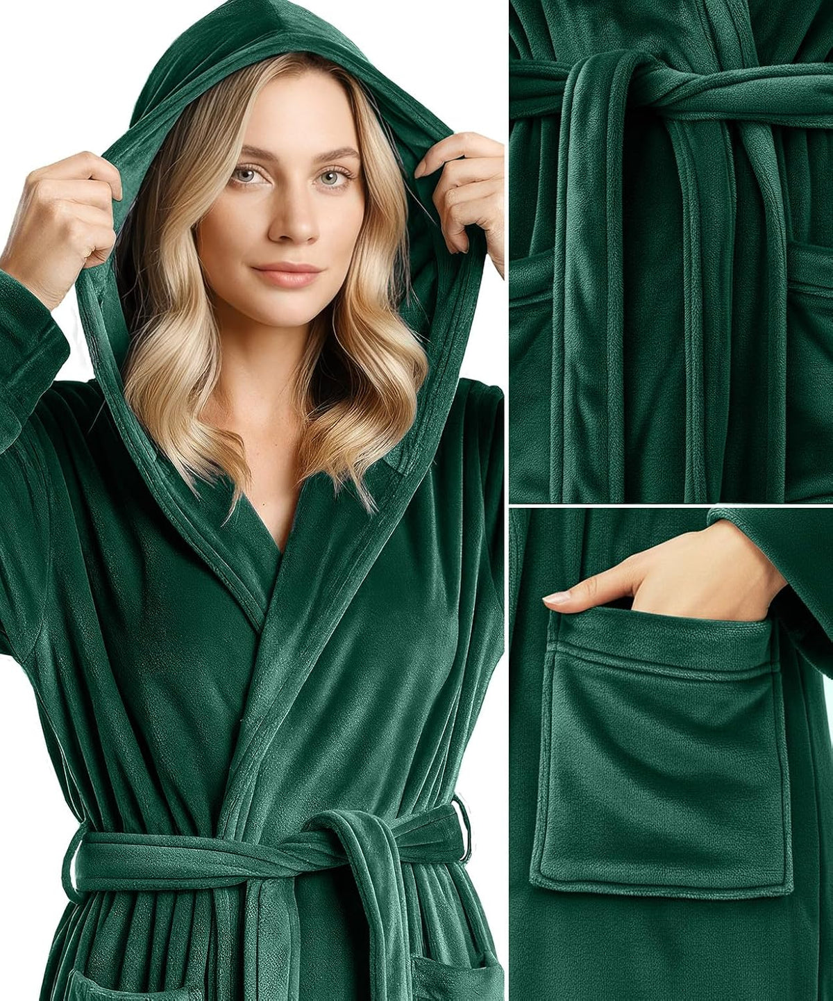 Premium Ultra Soft Robes for Women with Hood Plush Fleece Long Bathrobe
