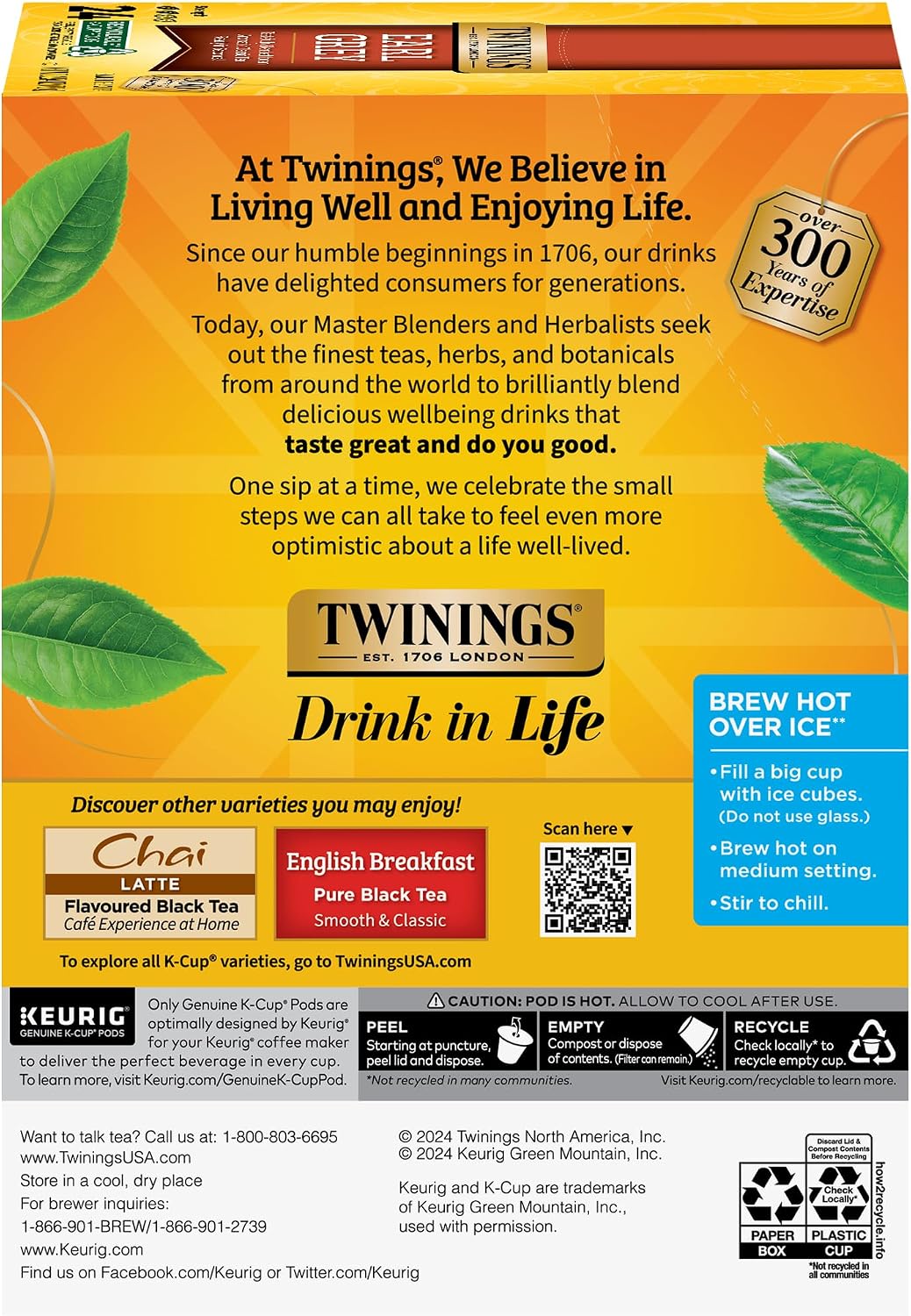 Twinings Earl Grey Black Tea K-Cup Pods for Keurig, 24 Count (Pack of 2)