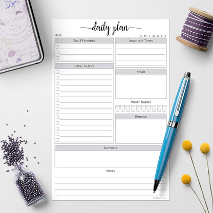 321Done Daily Schedule Planning Notepad - 5.5x8.5 Hourly Appointment Daily Planner To Do Checklist, 50 Sheets Tear-Off Note Pad - Made in USA