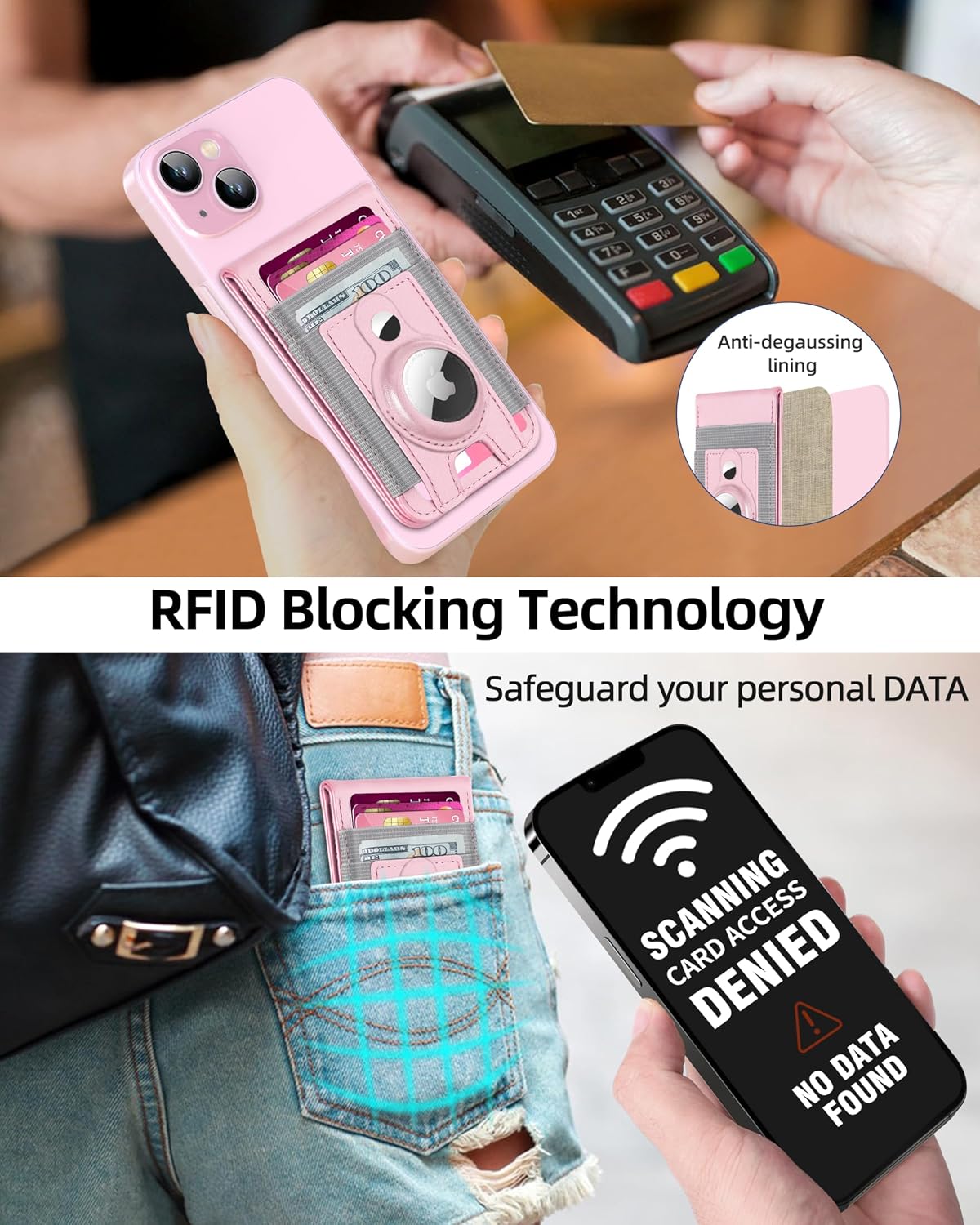 For Magsafe Wallet Stand with Airtag Holder, 10 Cards Holder, RFID Blocking