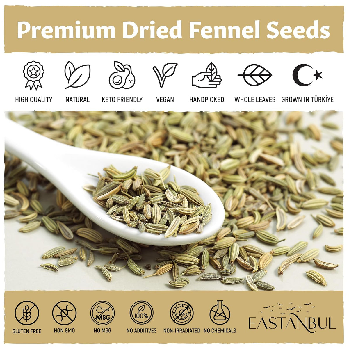 Eastanbul Fennel Seed, Loose Fennel Tea, Natural Vegan, Gluten Free, 14.1oz