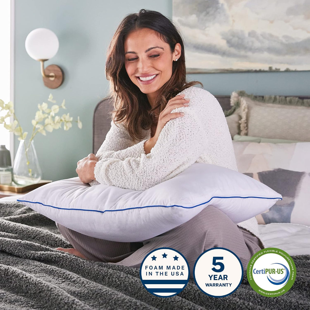 Sleep Innovations 2-in-1 Memory Foam Pillow and Alternative Down Fiber Fill, Standard Size, Side, Stomach, and Back Sleepers, Soft-to-Medium Support