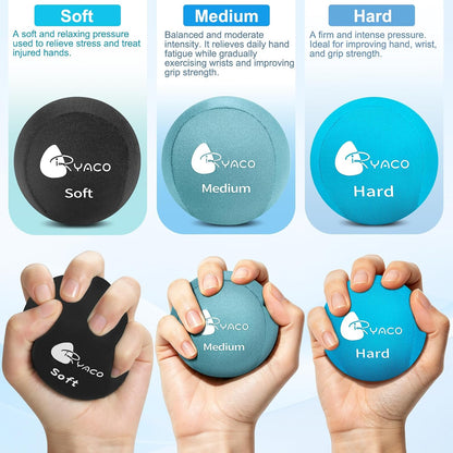 Ryaco Stress Balls for Adults, Balls for Hand Therapy, Relief Anxiety Stress Ball, Physical Therapy Fidget Stress Ball, Hand Exercise Ball for Grip Strength, Tri-Density Stress Balls
