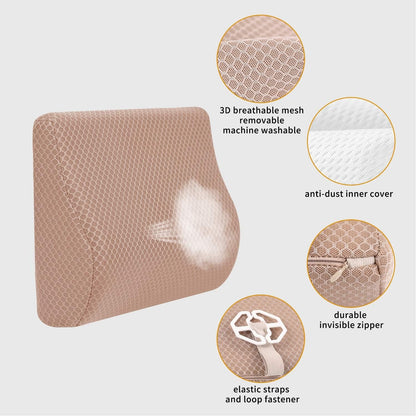 Memory Foam Lumbar Support Pillow for Car - Lower Back Support Cushion for Driving, Back Pain Relief for Car Seat, Office Chair, Wheelchair (Gray)