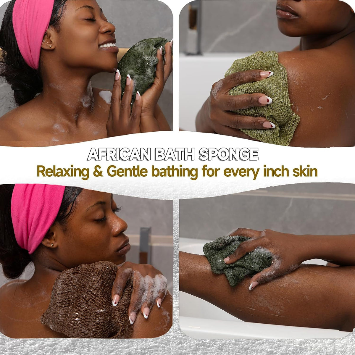 SubSahara African Net Sponge, 2 Pack 45-Inch Exfoliating Bath Scrubber