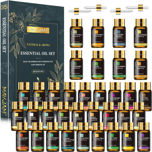 MAYJAM 35x5ML Essential Oil Set for Diffuser Massage Soap Candle Making