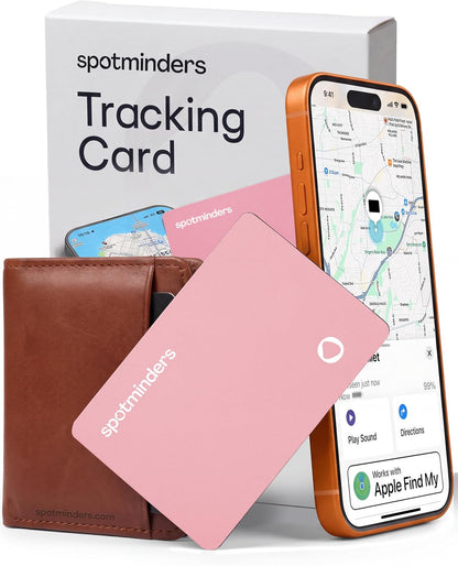 SPOTMINDERS Apple MFi Certified Wallet Tracker PRO Works with Apple Find My IP68 Rechargeable Tracking Card for Wallet Luggage Passport 0.07in Slim Credit Card Design Item Finder