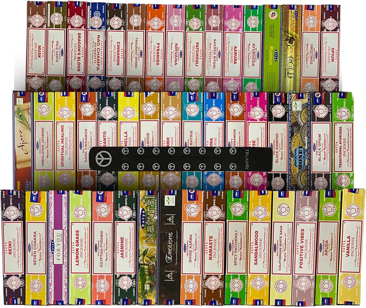 TRUMIRI Incense Stick Holder Bundle with Satya Sai Baba Nagchampa 250g Bulk Incense Sticks Nag Champa Agarbatti - Pack of 1 (Approx 250 Insence-Sticks)