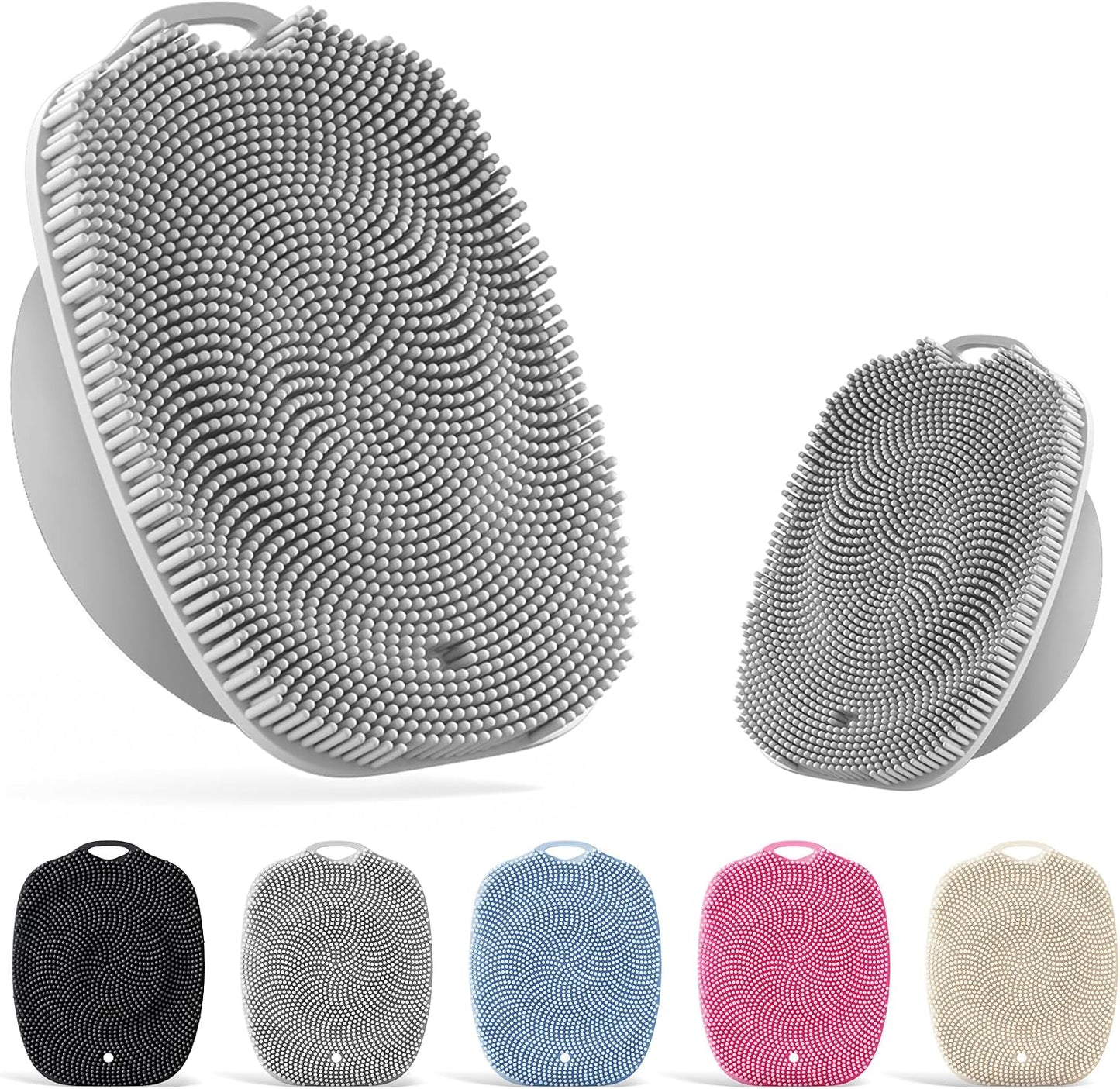 Soft Silicone Body Scrubber, Face Scrubber Silicone, Gentle Texture Exfoliating Body Scrubber for Men and Women On Sensitive Skin, Back Large Suction Cup for Easy Dry and Store (Blue)