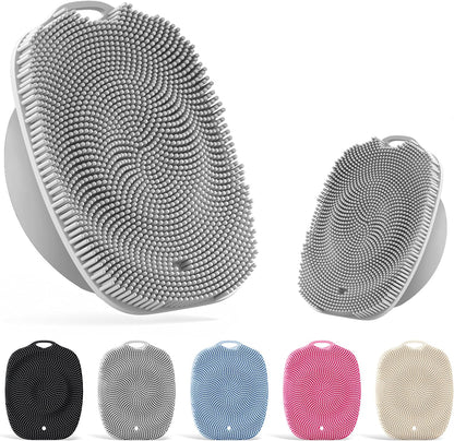 Soft Silicone Body Scrubber, Face Scrubber Silicone, Gentle Texture Exfoliating Body Scrubber for Men and Women On Sensitive Skin, Back Large Suction Cup for Easy Dry and Store (Blue)