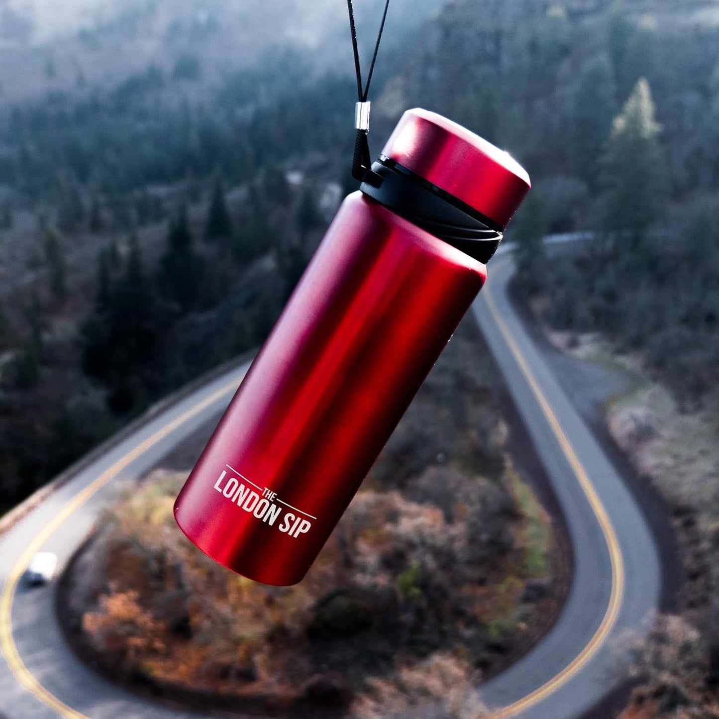 London Sip 25 oz Multi-Function Travel Mug and Tumbler Tea Infuser Water Bottle Fruit Infuser Flask Hot and Cold Double Wall Stainless Steel Coffee Thermos, Zen Black