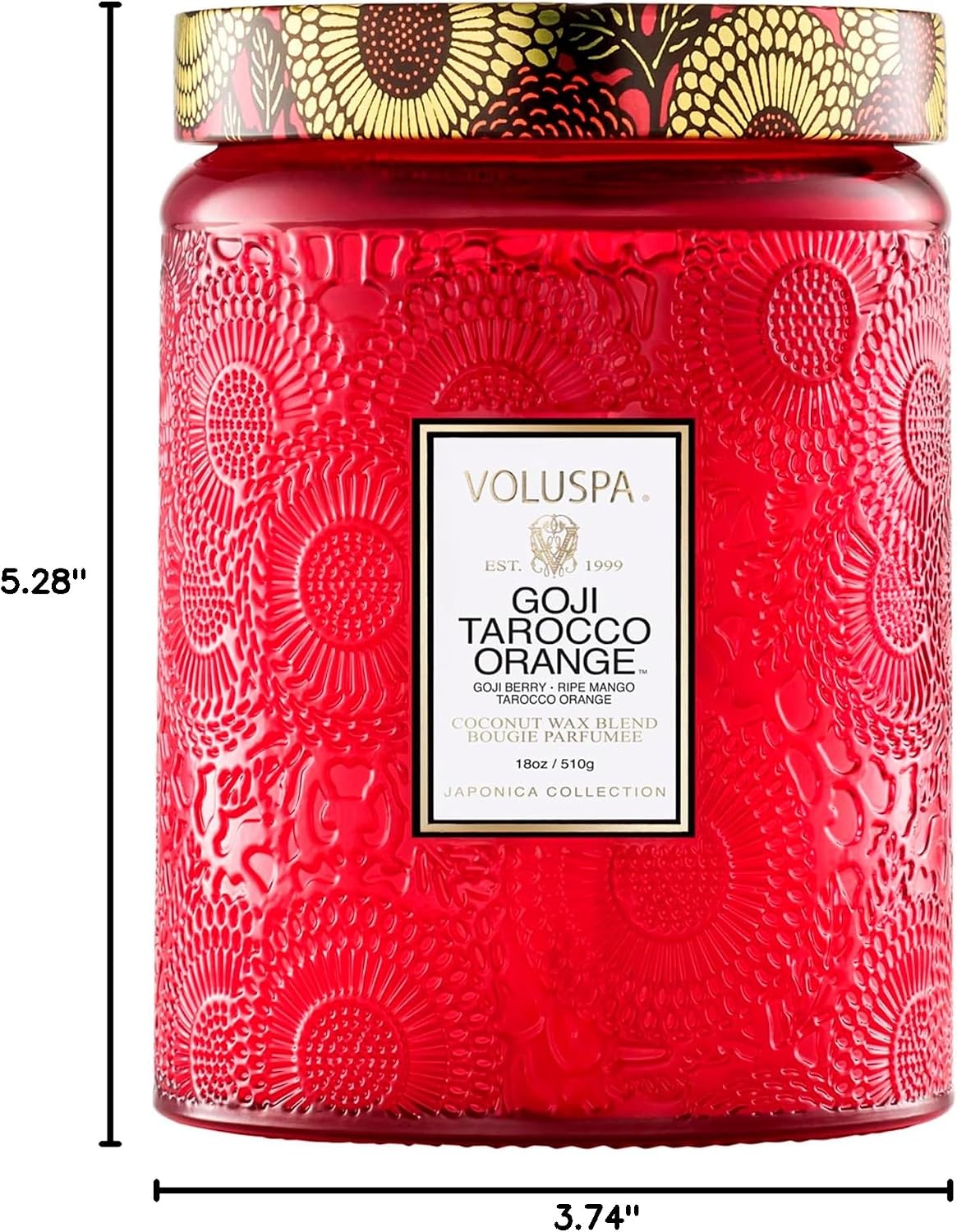Voluspa Baltic Amber Candle, 18 oz, Coconut Wax Blend, Scented Candles for Home, 100 Hour Burn Time, Candle Jar