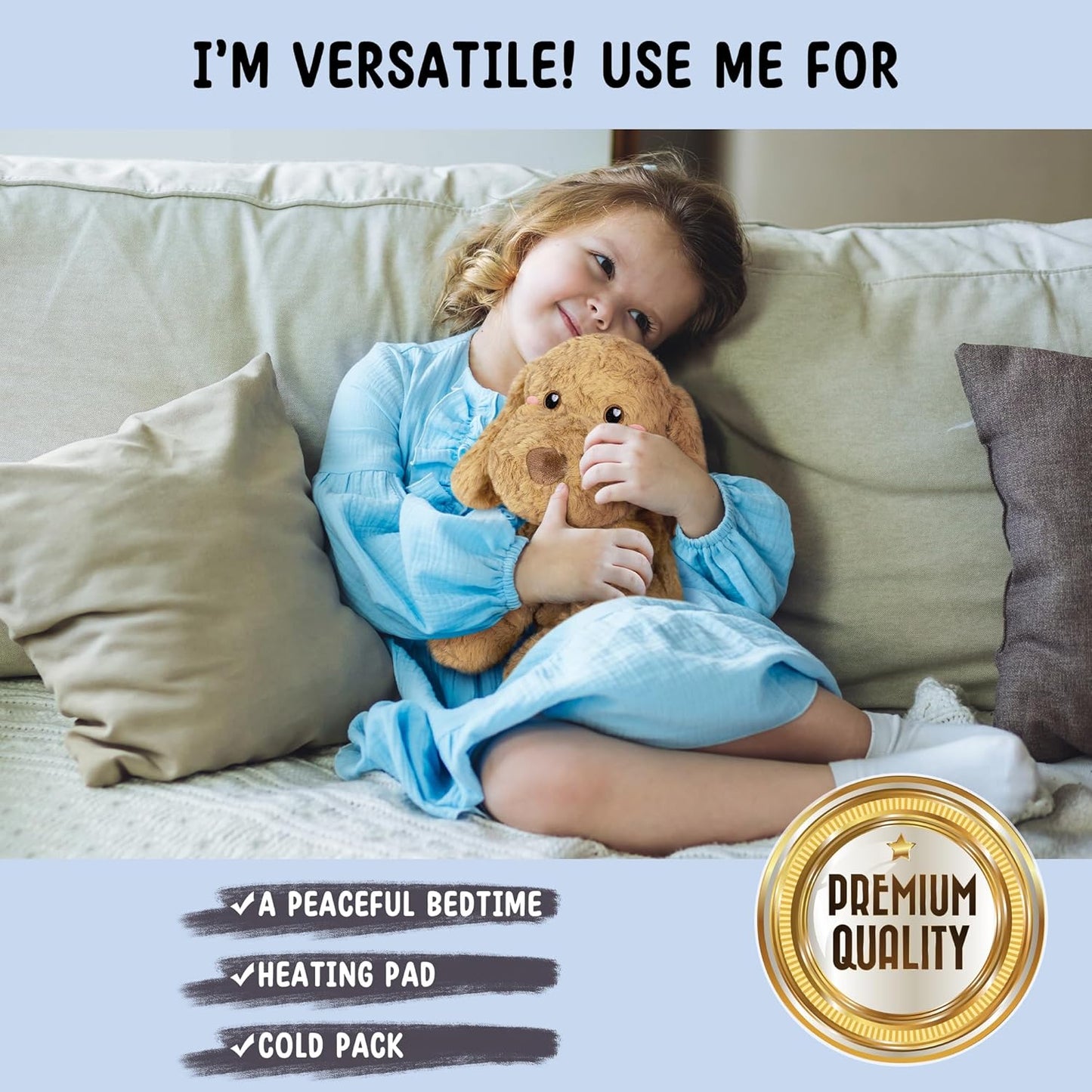 Bunny Microwavable & Weighted Stuffed Animals - 1.5 Lbs Unscented Heating Pad for Period Cramps Pain Relief and Anxiety, Cute Bunny Plush Toys Gifts for Women Girls Adults and Kids by Happy Fuel