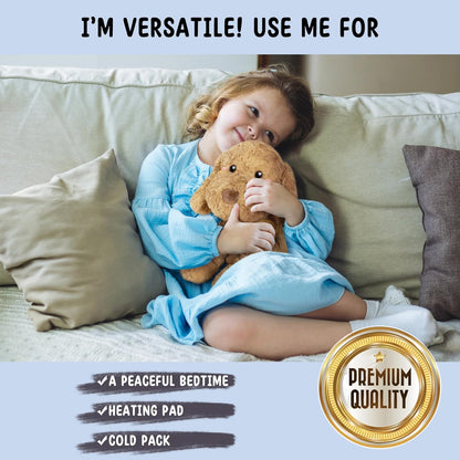 Bunny Microwavable & Weighted Stuffed Animals - 1.5 Lbs Unscented Heating Pad for Period Cramps Pain Relief and Anxiety, Cute Bunny Plush Toys Gifts for Women Girls Adults and Kids by Happy Fuel