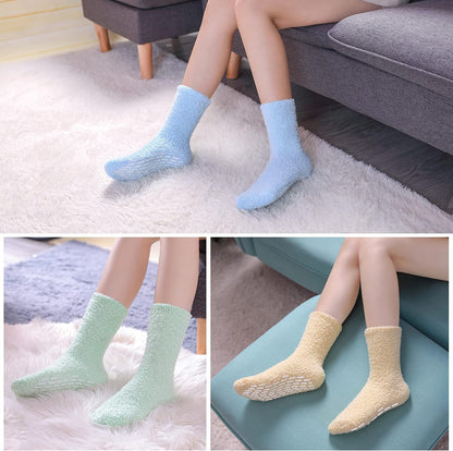 MQELONG Non Slip Hospital Socks with Grips for Women Winter Warm Cozy Fuzzy Slipper Soft Fluffy Sleep Socks