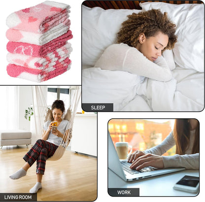 SDBING Fuzzy Socks for Women Soft Fluffy Home Sleeping Socks Cozy Warm Slipper Socks 6 or 5 Pairs
