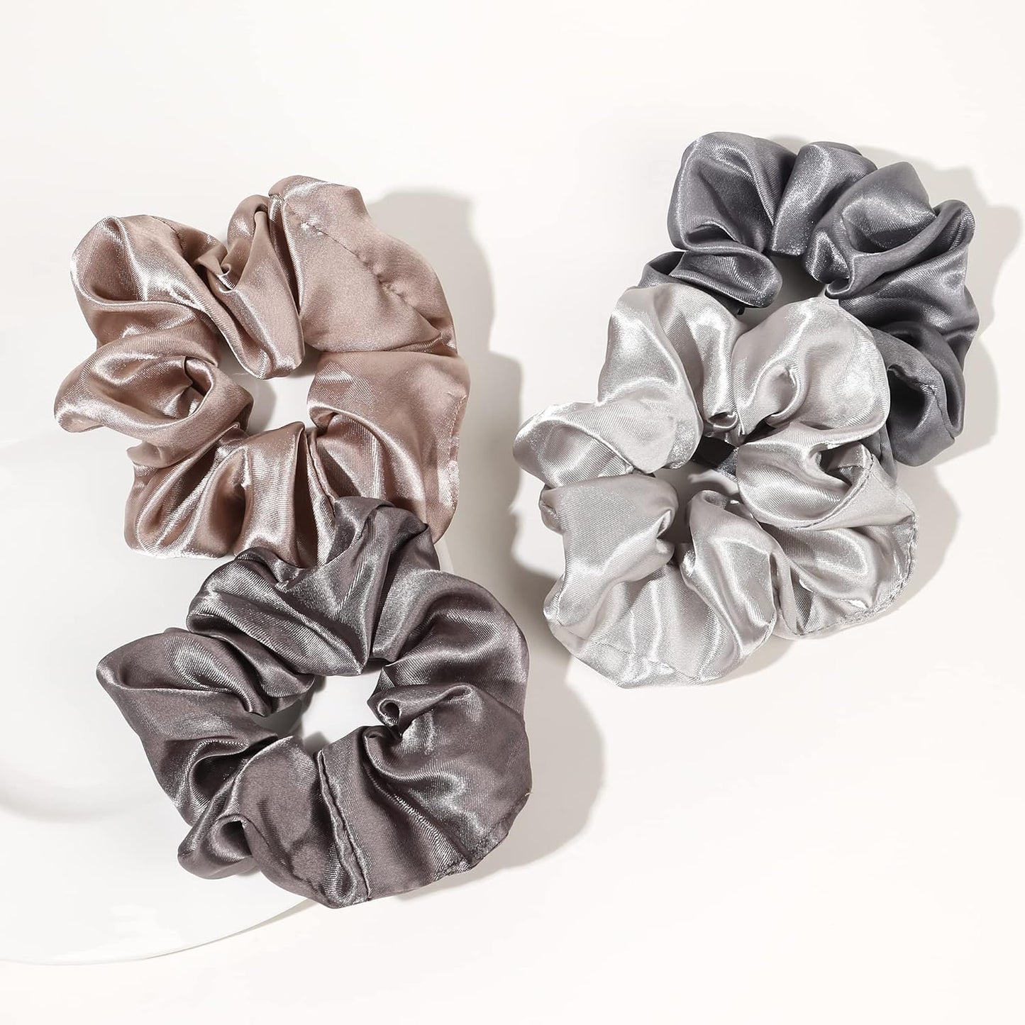 16 Pcs Scrunchies for Women - Black Satin Silk Scrunchies for Girls Hair Ties Elastics Bands Ponytail Holder Hair Accessories