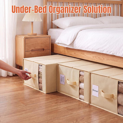 Large Bed Sheet Organizers and Storage for Linen Closet, Grey