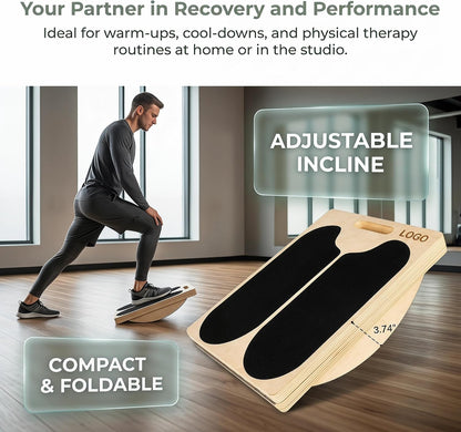 Calf Stretcher Slant Board, Adjustable Wooden Incline Board for Stretching, Non Slip Foot Stretcher for Calf, Achilles, Ankle, Hamstring Exercise