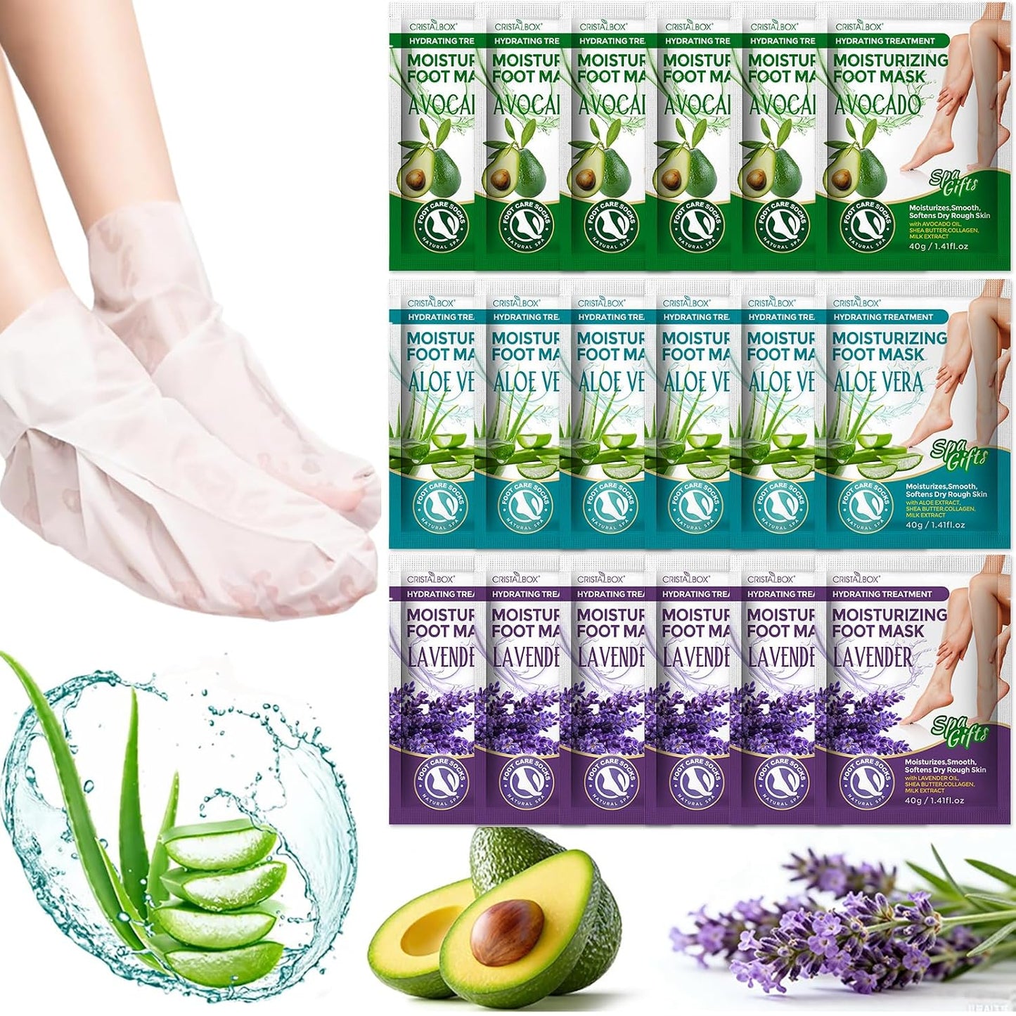 3 Pcs Foot Peeling Mask & 5 pcs Moisturizing Foot Mask ,Exfoliator Peel Off Calluses Dead Skin Callus Remover, Dry Skin Moisturizer for Soft Smooth Touch Feet,Foot Care Spa Peeling Gifts for Women Men