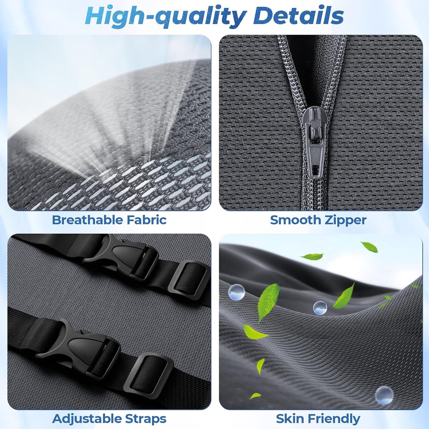 Lumbar Support Pillow for Office Chair Back Support - Memory Foam Lumbar Pillow for Car or Gaming Chair, Ergonomic Back Cushion with Adjustable Strap for Long-Hour Sitting (Black)