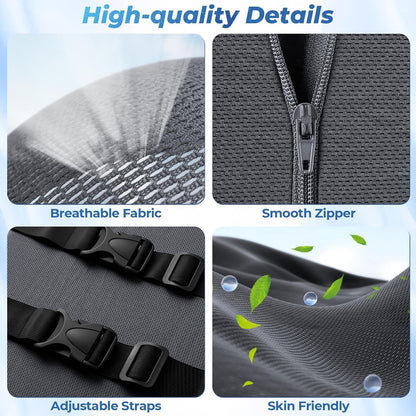Lumbar Support Pillow for Office Chair Back Support - Memory Foam Lumbar Pillow for Car or Gaming Chair, Ergonomic Back Cushion with Adjustable Strap for Long-Hour Sitting (Black)
