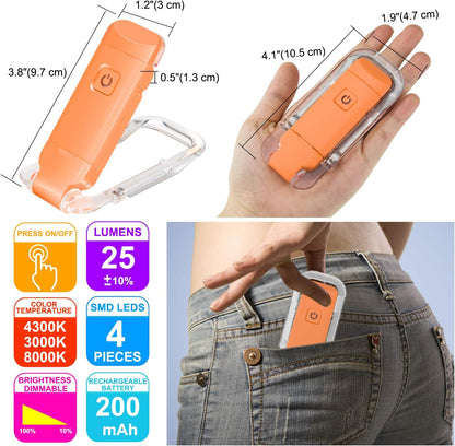 HONWELL Rechargeable Book Light, Clip On LED Reading Lights for Kids Reading in Bed, 3 Brightness Levels Dimmable Bookmark Light for Eye-Protection, Portable Reading Lamp for Bookworms, Travel(Orange)