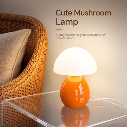 Dawnwake Mushroom Lamp Table Lamp for Bedroom-Small Desk Table Lamps,White