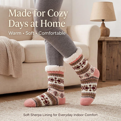 Cozylook Fuzzy Slipper Socks for Women with Grips Warm Cozy Soft Non-Slip Winter Socks Cozy Gift Idea