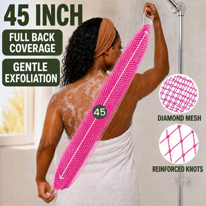SubSahara African Net Sponge, 2 Pack 45-Inch Exfoliating Bath Scrubber