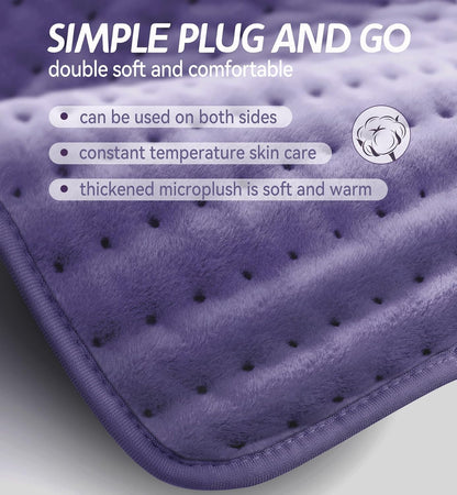Heating Pad for Back Pain Relief, Extra Large 17"x33" Electric Heat Pad with 6 Heat Settings, 4 Timers, Auto Shut-Off - Machine Washable for Neck Shoulder Cramps, Christmas Gift for Women Mom Wife