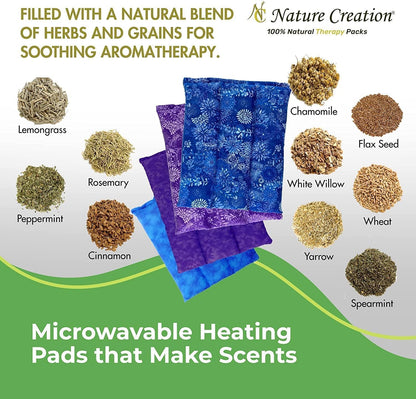Nature Creation Microwaveable Herbal Heating Pad for Lumbar - Soothing Hot & Cold Therapy Pack for Lower Back- Soothing Relaxation, Warmth and Comfort - Lavender Flowers