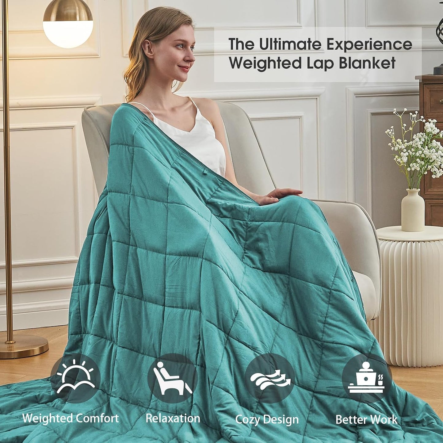 Weighted Lap Blanket for Adults 5lbs, 24"x29" Cooling Heavy Throw Blanket, Portable Travel Weighted Blankets, Soft Small Blankets Gift for Sleeping, Navy Blue